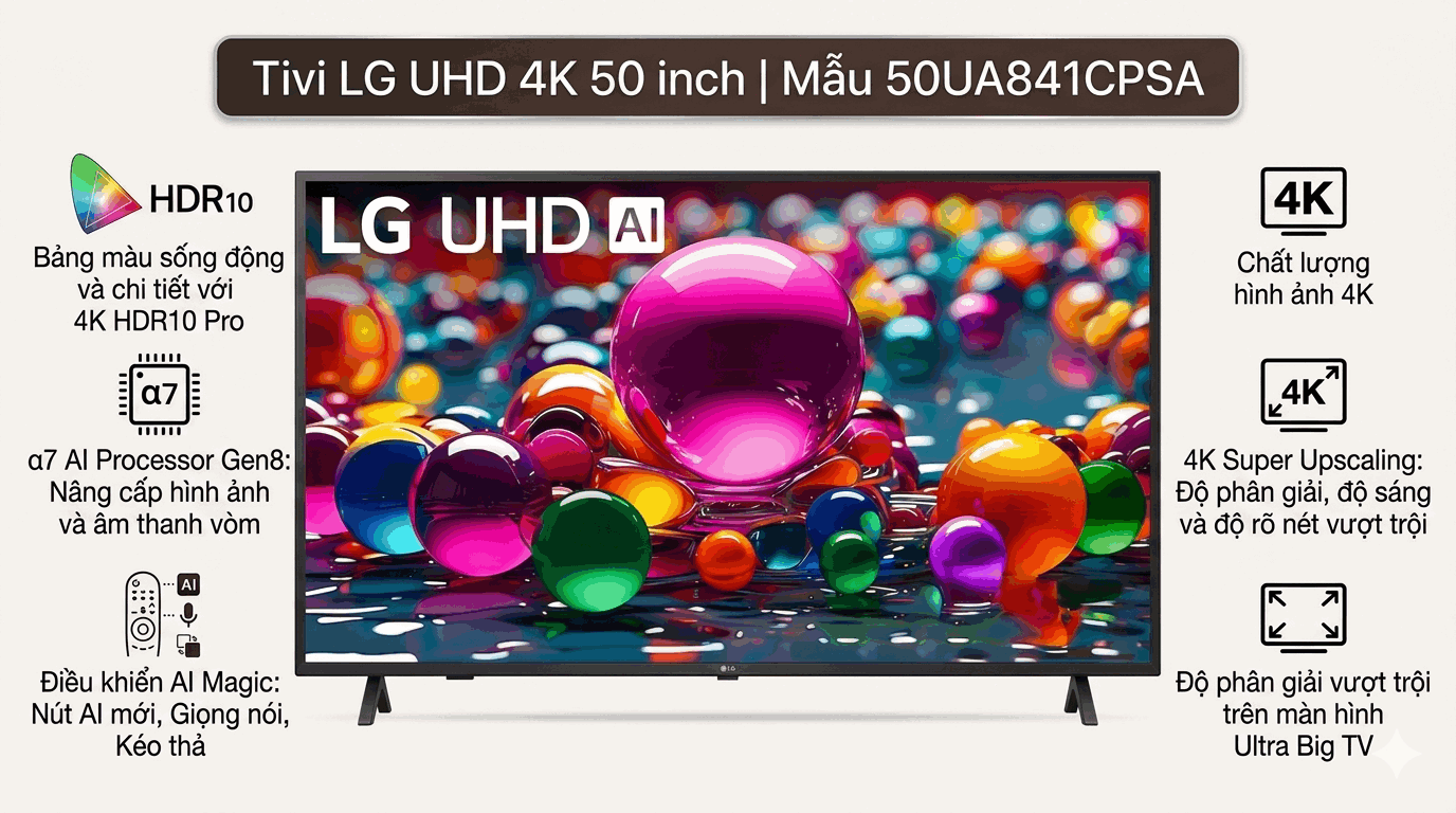 Tivi LG 4K 50 inch 50UA841CPSA